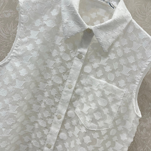 LV SLEEVELESS TOP WITH SCALLOPED LACE HEM 263195