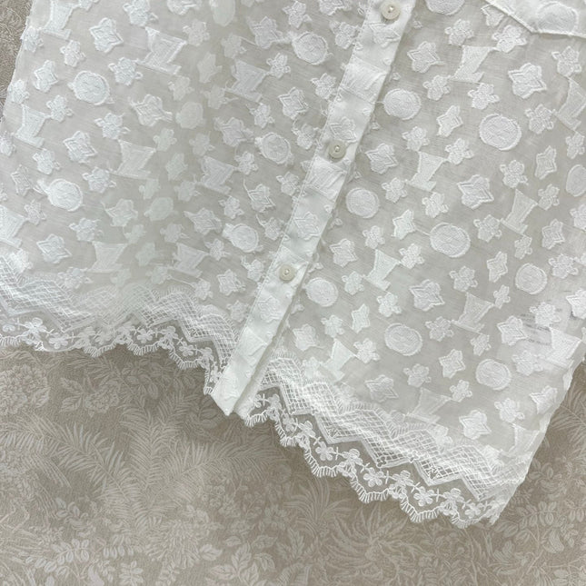 LV SLEEVELESS TOP WITH SCALLOPED LACE HEM 263195