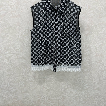 LV SLEEVELESS TOP WITH SCALLOPED LACE HEM 263195