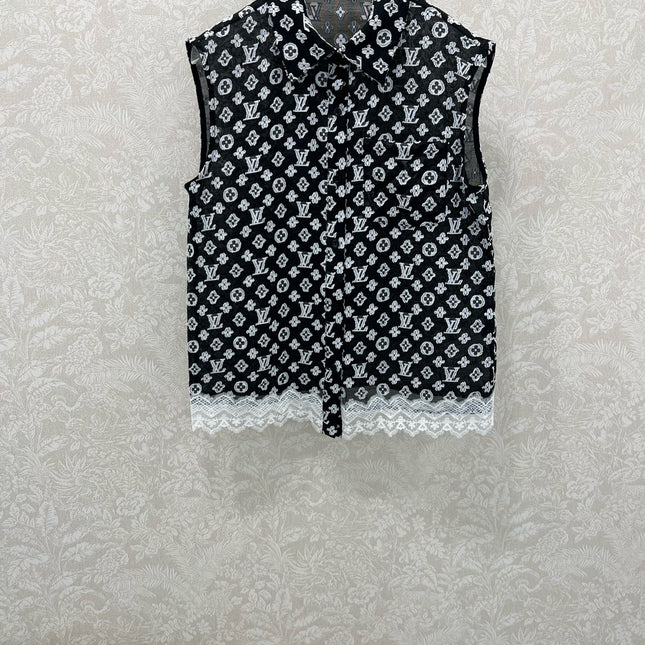 LV SLEEVELESS TOP WITH SCALLOPED LACE HEM 263195