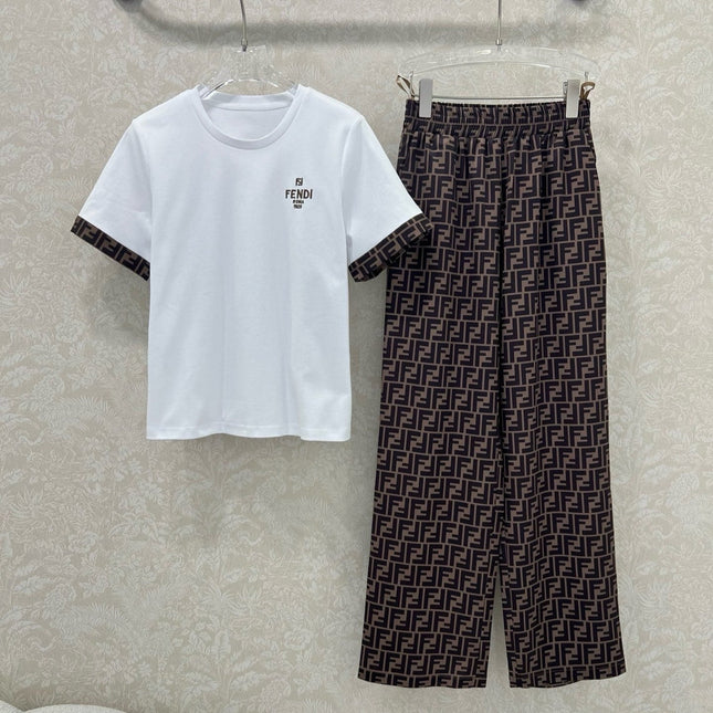 FENDI SHORT-SLEEVE T‑SHIRT AND LONG PANTS SET 275185