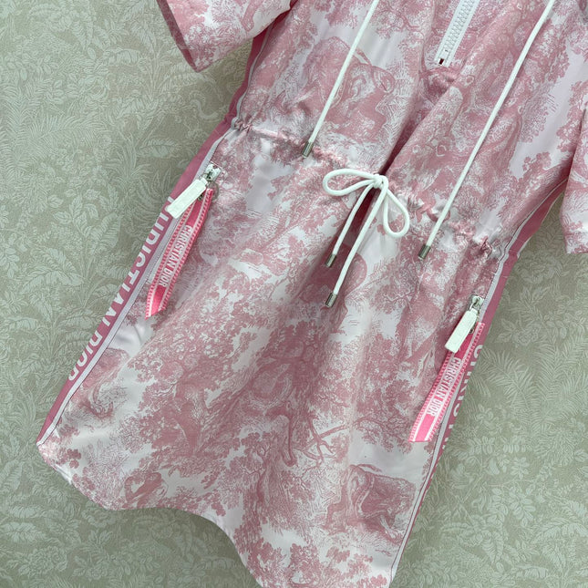 DIOR HOODED HALF-ZIP PRINTED DRESS 275178