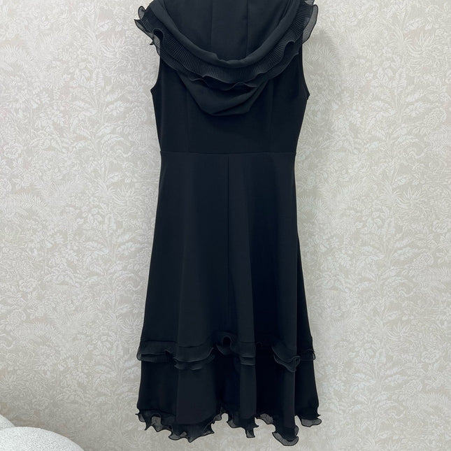 DIOR SLEEVELESS DRESS WITH RUFFLED SHOULDERS AND HEM 269143