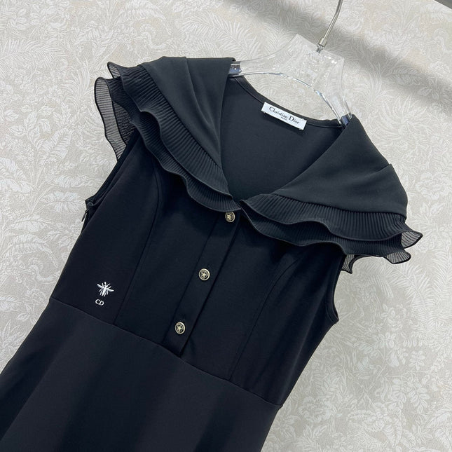 DIOR SLEEVELESS DRESS WITH RUFFLED SHOULDERS AND HEM 269143