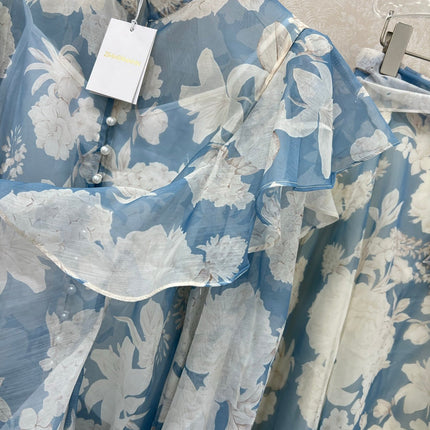ZIMMER FLORAL PRINTED BLUE CHIFFON SET 269183