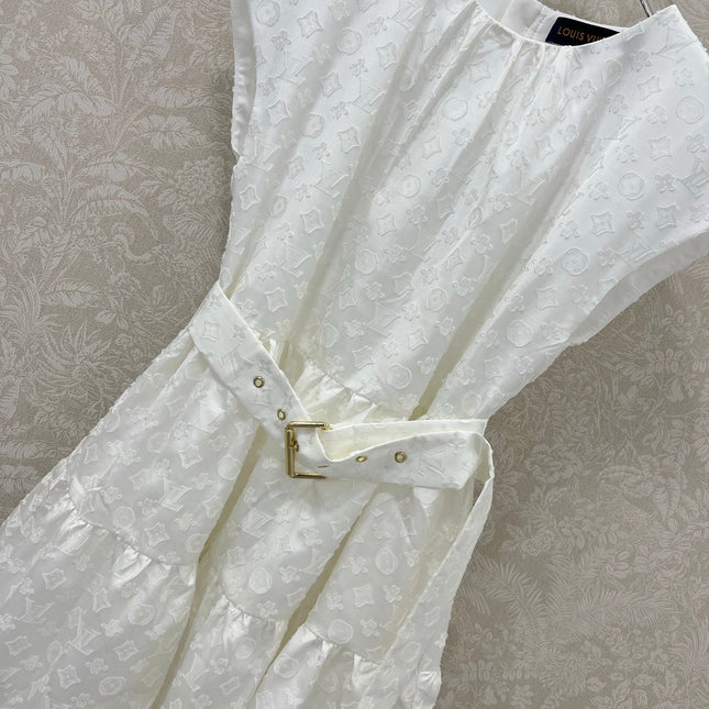 LV WHITE SLEEVELESS DRESS WITH BELT 269224