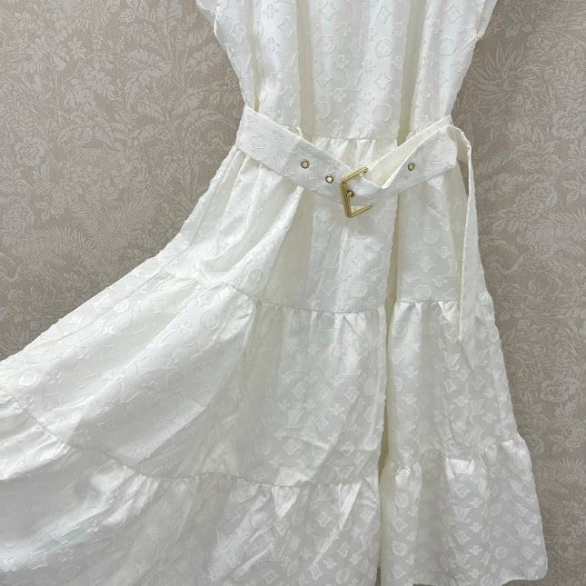 LV WHITE SLEEVELESS DRESS WITH BELT 269224