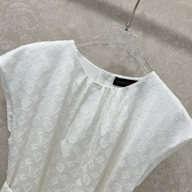 LV WHITE SLEEVELESS DRESS WITH BELT 269224