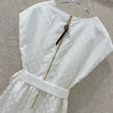 LV WHITE SLEEVELESS DRESS WITH BELT 269224