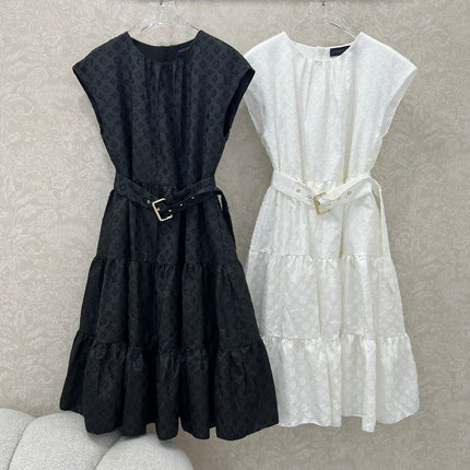 LV WHITE SLEEVELESS DRESS WITH BELT 269224