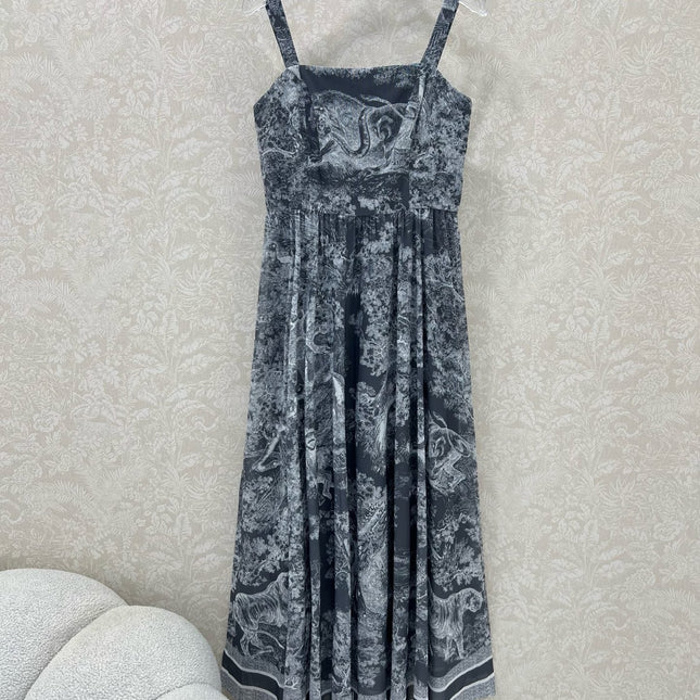 DIOR SPAGHETTI STRAP DRESS IN DARK GREY