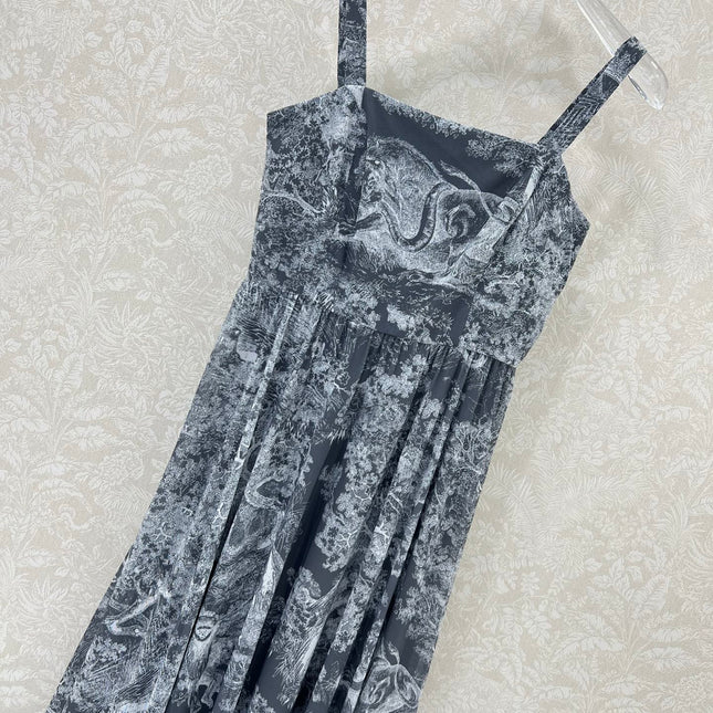 DIOR SPAGHETTI STRAP DRESS IN DARK GREY