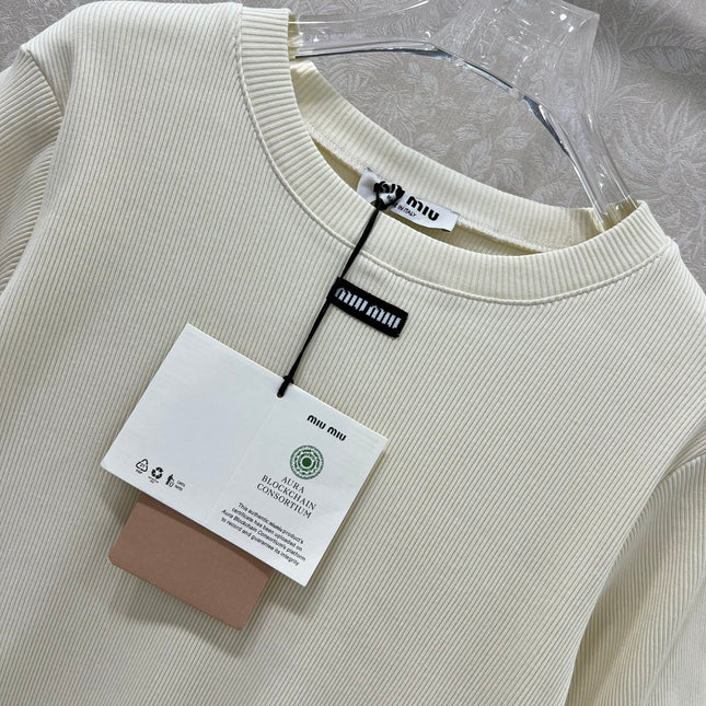 MIUMIU TEXTURED SHORT-SLEEVE LACE TOP 275100