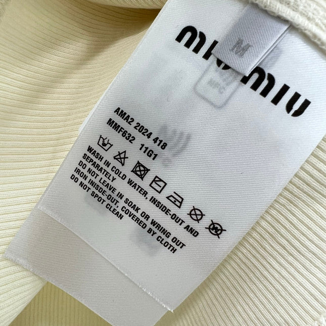 MIUMIU KNIT TANK TOP WITH RUFFLED TRIM 275104