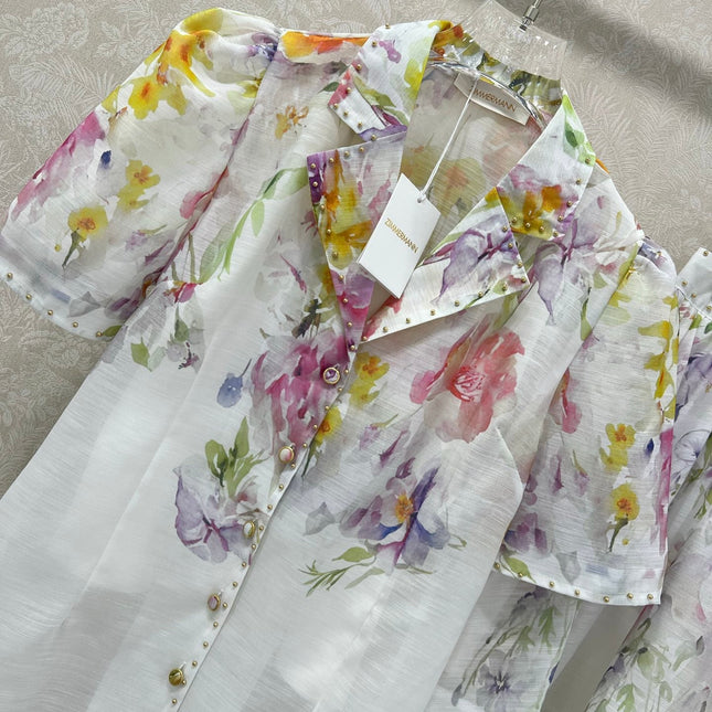 ZIMMERMANN SET OF SHORT-SLEEVE SHIRT AND TAILORED SHORTS 275122