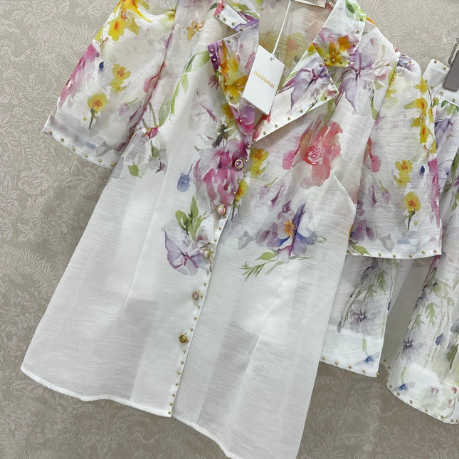 ZIMMERMANN SET OF SHORT-SLEEVE SHIRT AND TAILORED SHORTS 275122
