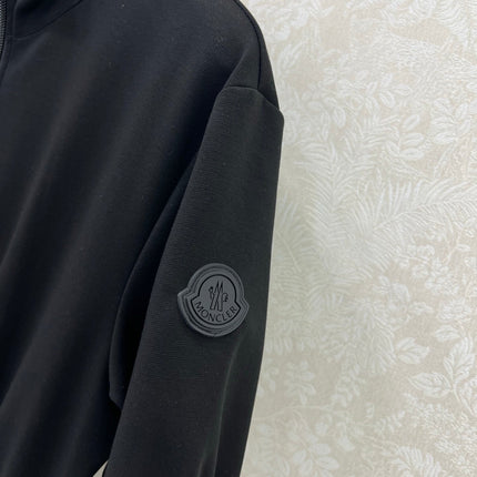 MONCLER SHORT-SLEEVE LONG DRESS WITH STAND COLLAR 275248