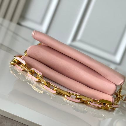 COUSSIN PM 26 IN JASMINE PINK MONOGRAM EMBOSSED LAMBSKIN
