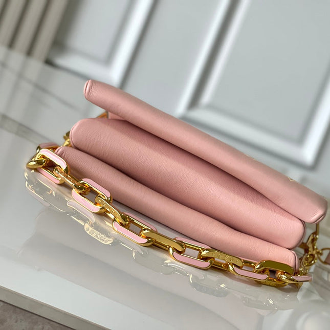 COUSSIN PM 26 IN JASMINE PINK MONOGRAM EMBOSSED LAMBSKIN
