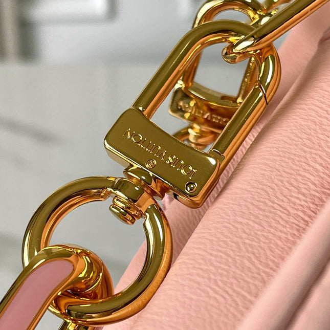 COUSSIN PM 26 IN JASMINE PINK MONOGRAM EMBOSSED LAMBSKIN