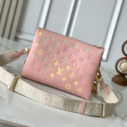 COUSSIN PM 26 IN JASMINE PINK MONOGRAM EMBOSSED LAMBSKIN