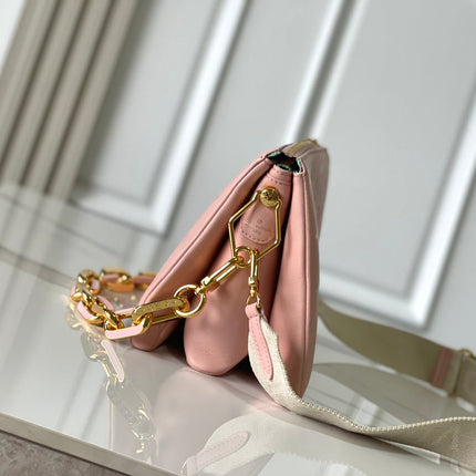 COUSSIN PM 26 IN JASMINE PINK MONOGRAM EMBOSSED LAMBSKIN