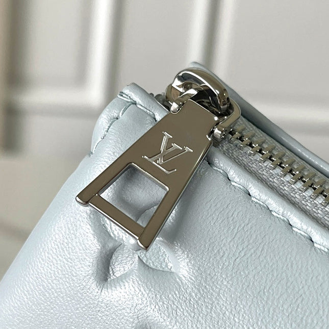 COUSSIN PM 26 IN GRAY MONOGRAM EMBOSSED LAMBSKIN