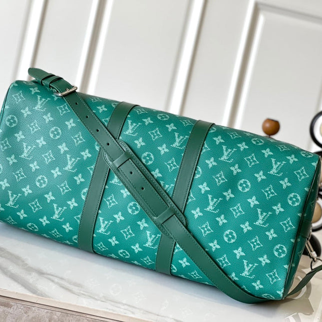 KEEPALL BANDOULIÈRE 50 IN GREEN MONOGRAM HERITAGE CANVAS