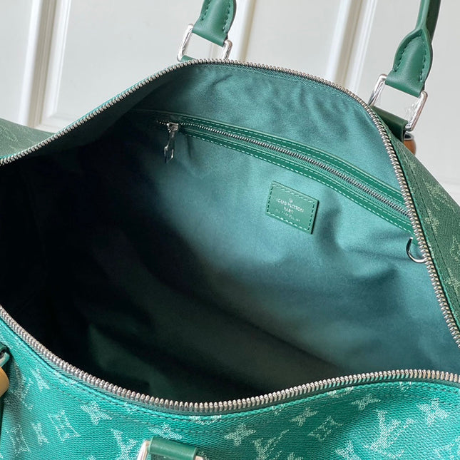 KEEPALL BANDOULIÈRE 50 IN GREEN MONOGRAM HERITAGE CANVAS