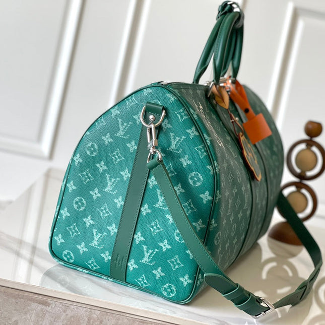 KEEPALL BANDOULIÈRE 50 IN GREEN MONOGRAM HERITAGE CANVAS