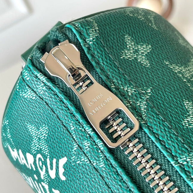 KEEPALL BANDOULIÈRE 25 IN GREEN MONOGRAM HERITAGE CANVAS