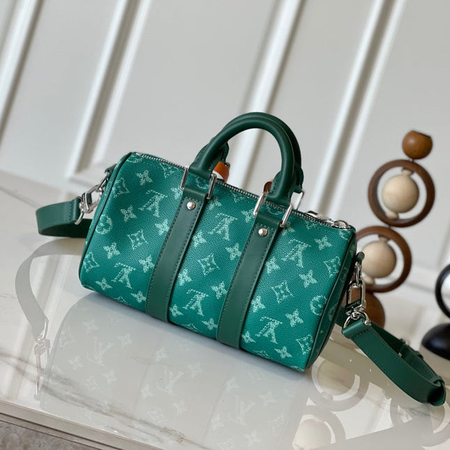 KEEPALL BANDOULIÈRE 25 IN GREEN MONOGRAM HERITAGE CANVAS