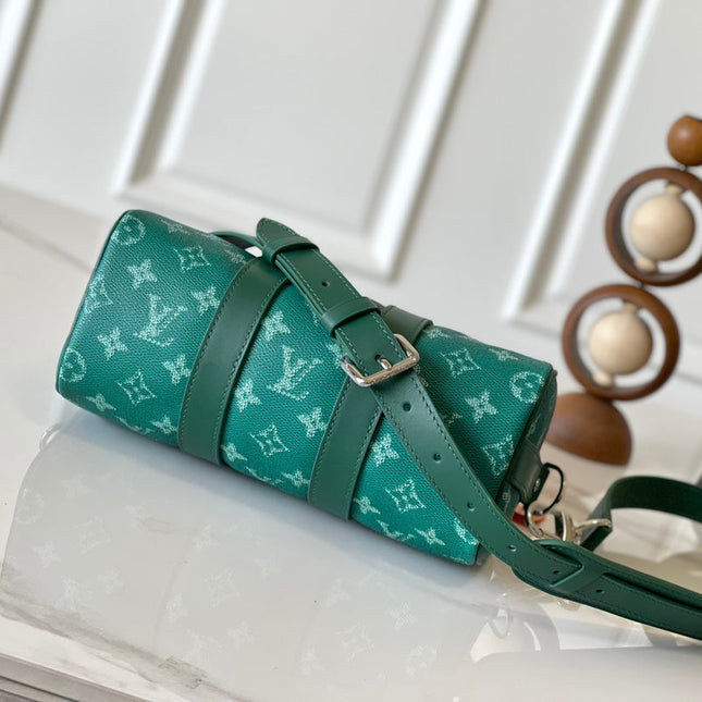 KEEPALL BANDOULIÈRE 25 IN GREEN MONOGRAM HERITAGE CANVAS