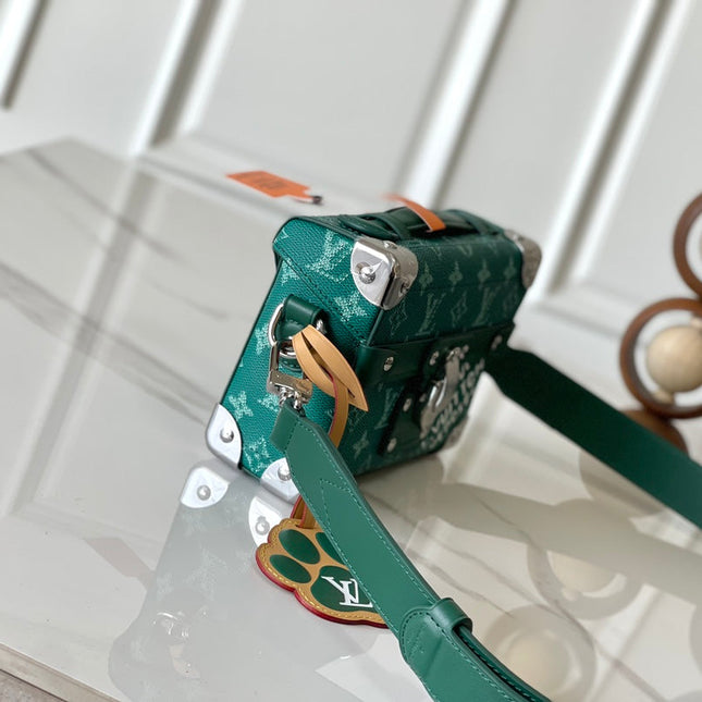 SOUL TRUNK 19 IN GREEN MONOGRAM HERITAGE CANVAS SILVER HARDWARE