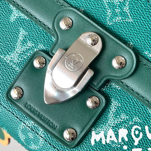 SOUL TRUNK 19 IN GREEN MONOGRAM HERITAGE CANVAS SILVER HARDWARE