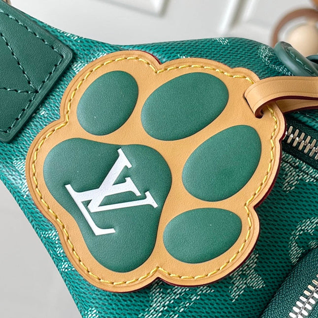 RUSH BUMBAG 30 IN GREEN MONOGRAM HERITAGE CANVAS