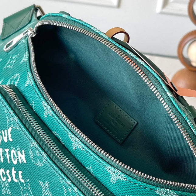 RUSH BUMBAG 30 IN GREEN MONOGRAM HERITAGE CANVAS