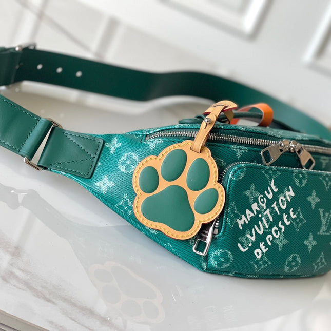 RUSH BUMBAG 30 IN GREEN MONOGRAM HERITAGE CANVAS