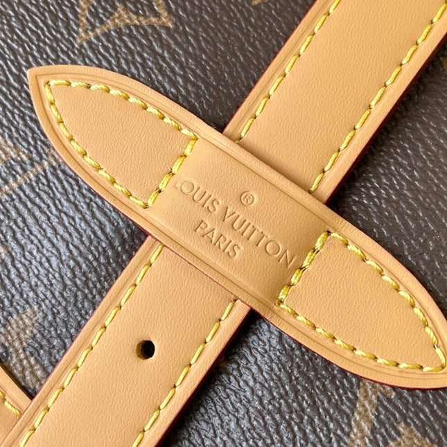 SAUMUR BB 35 IN BROWN MONOGRAM CANVAS AND LEATHER TRIM GOLD HARDWARE
