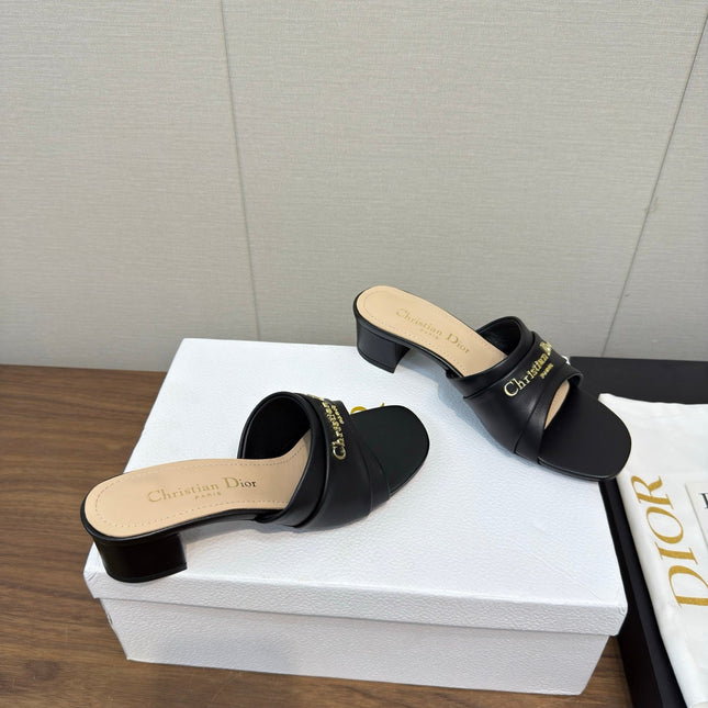 DIOR HIGH HEEL 25S 45 MM IN BLACK LAMBSKIN WITH GOLD HARDWARE