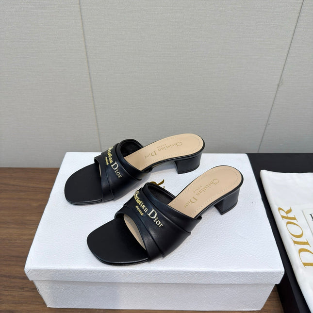 DIOR HIGH HEEL 25S 45 MM IN BLACK LAMBSKIN WITH GOLD HARDWARE
