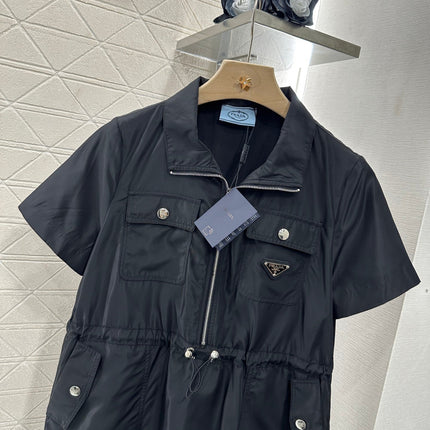 PRAD 25S SHORT SLEEVE DRAWSTRING DRESS 265563