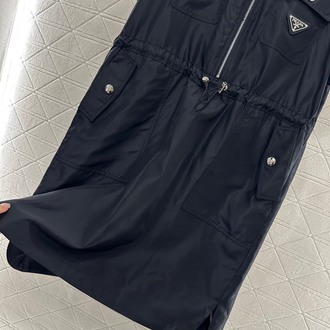 PRAD 25S SHORT SLEEVE DRAWSTRING DRESS 265563