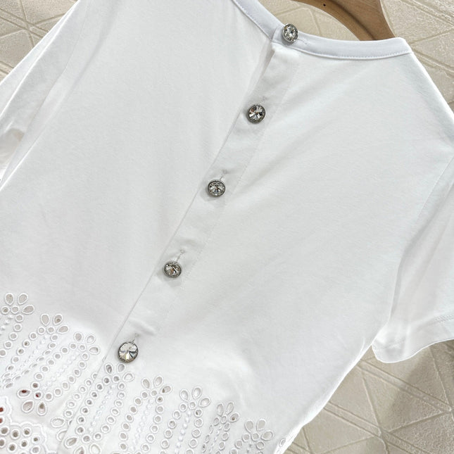 LV 25S EMBROIDERED CROP TEE IN COTTON 265558