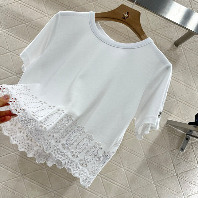 LV 25S EMBROIDERED CROP TEE IN COTTON 265558
