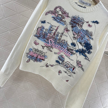 DIOR EMBROIDERED LANDSCAPE KNIT SWEATER 272309