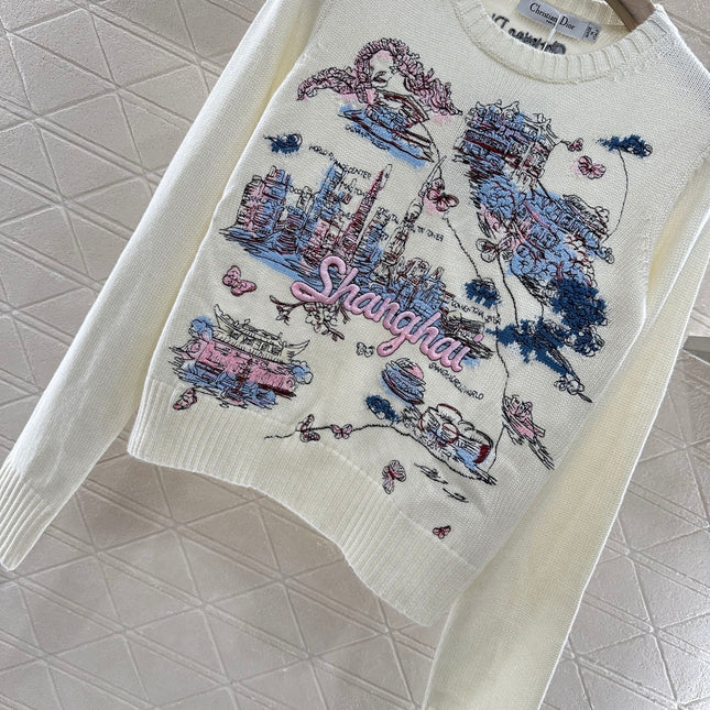 DIOR EMBROIDERED LANDSCAPE KNIT SWEATER 272309