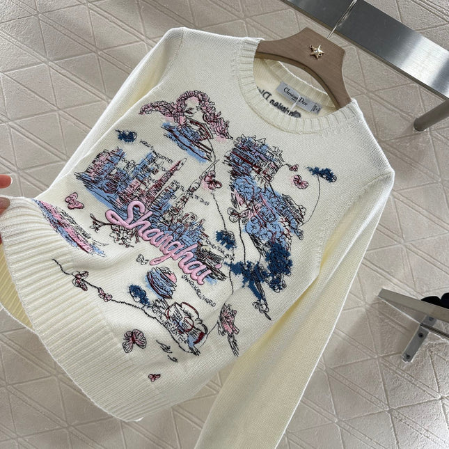 DIOR EMBROIDERED LANDSCAPE KNIT SWEATER 272309