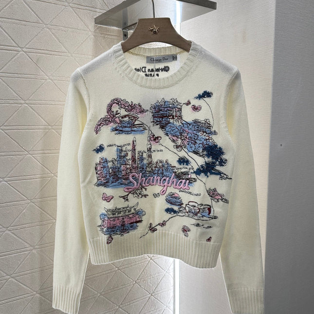 DIOR EMBROIDERED LANDSCAPE KNIT SWEATER 272309