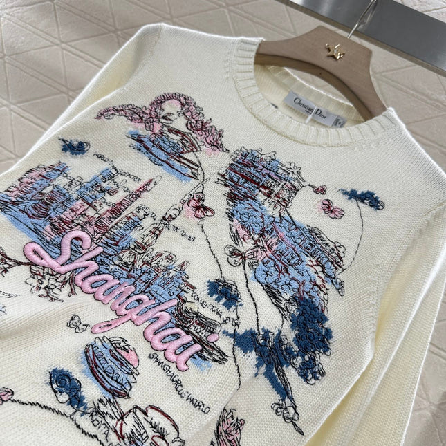 DIOR EMBROIDERED LANDSCAPE KNIT SWEATER 272309